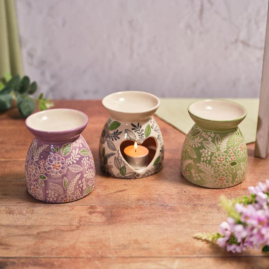 Floral Serenade Stoneware Embossed Wax Melt Burner
