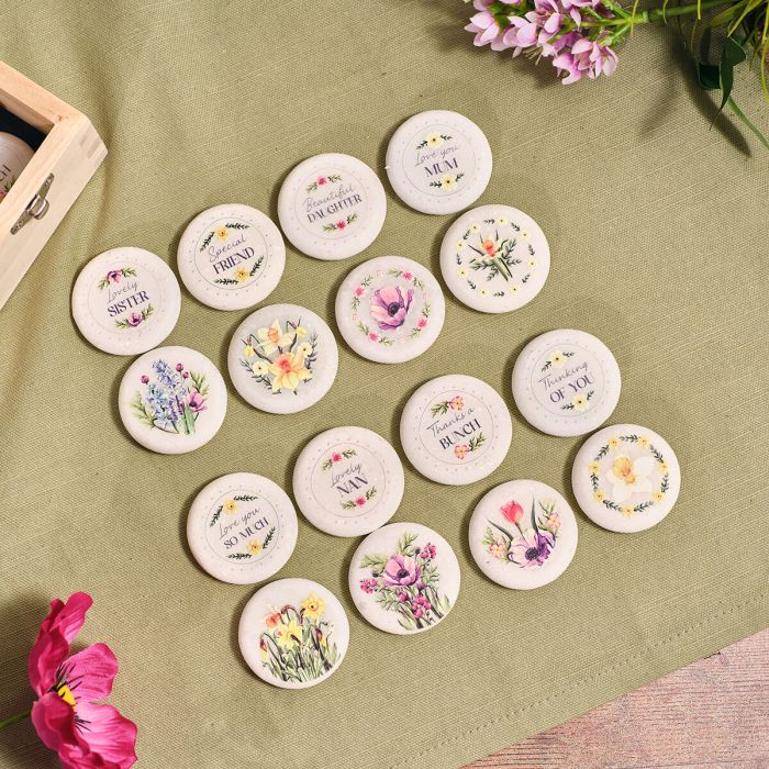 Floral Serenade Round Marble Pebble With Cute Message