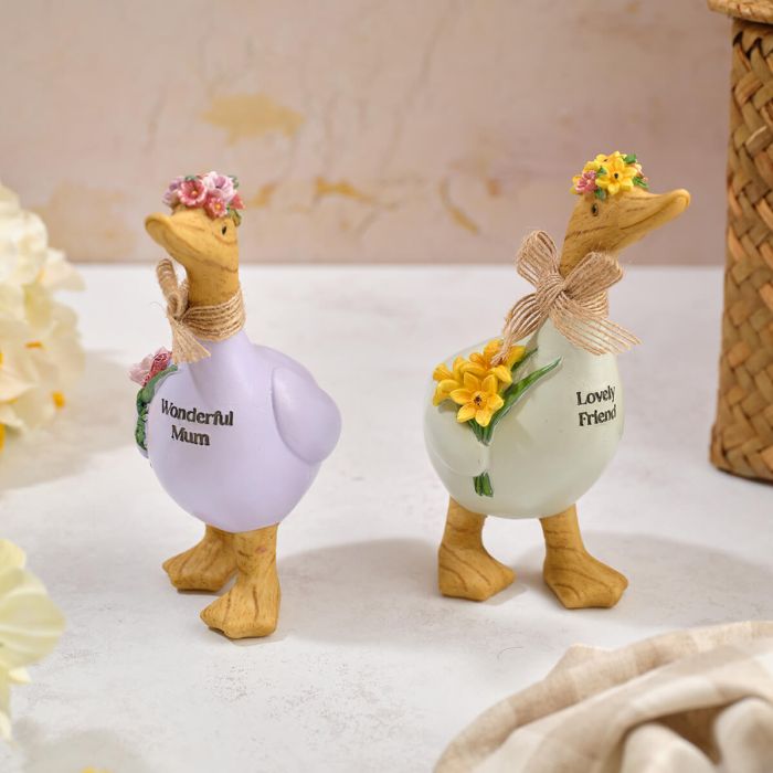 Floral Serenade Standing Duck with Flowers