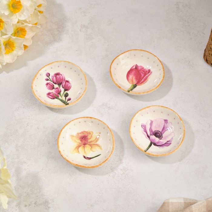 Serenade Stoneware Trinket Dish With Floral Design