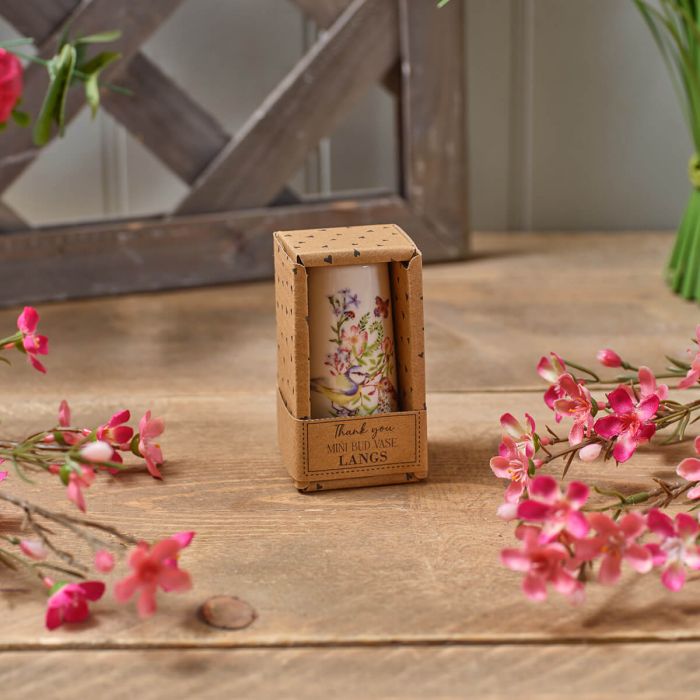 Garden Birds Stoneware Thank You Mini Vase