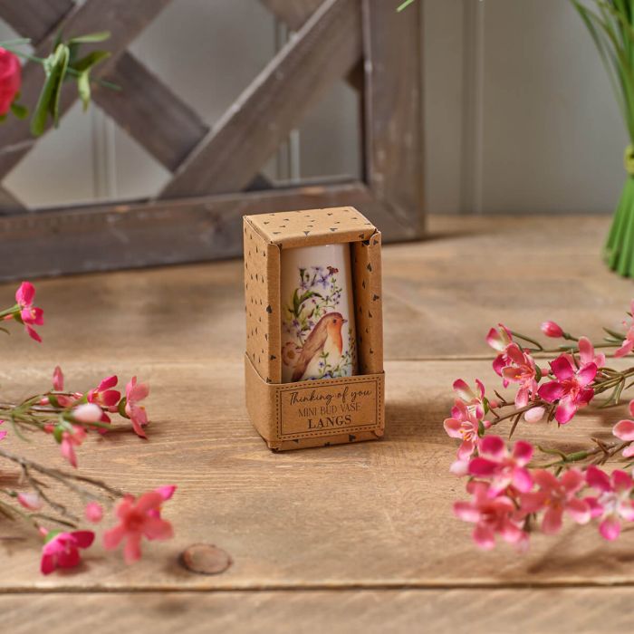 Garden Birds Stoneware Thinking of You Mini Vase Gift
