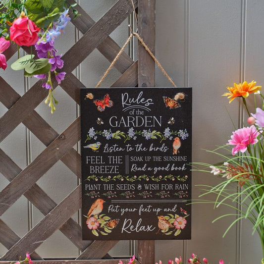 Garden Birds Rules Slate Plaque