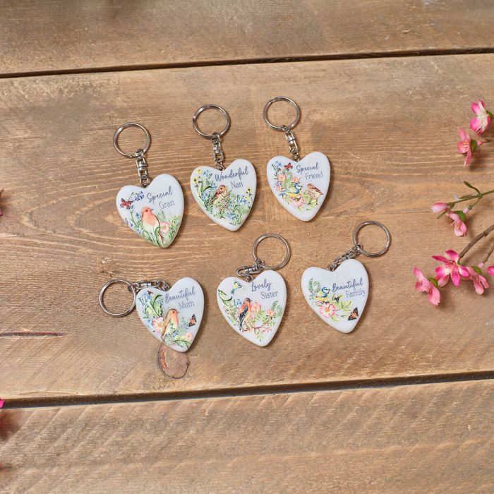 Garden Birds Marble Keyring