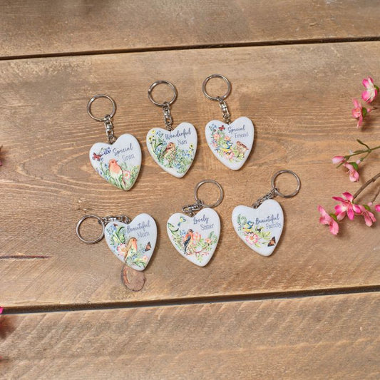 Garden Birds Marble Keyring