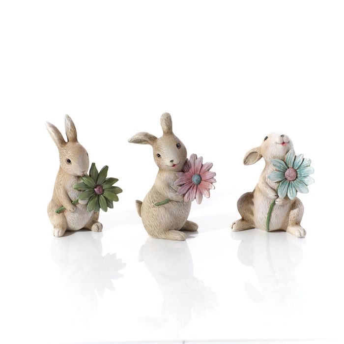 Meadow Fields Bunny Ornament with Flower