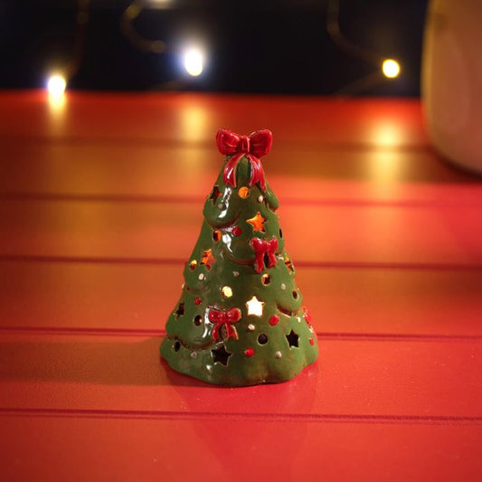 Merry Little Bows Stoneware Tree T-Light Holder