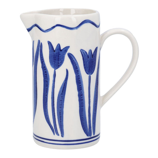 Blue Tulips Stoneware Milk Jug
