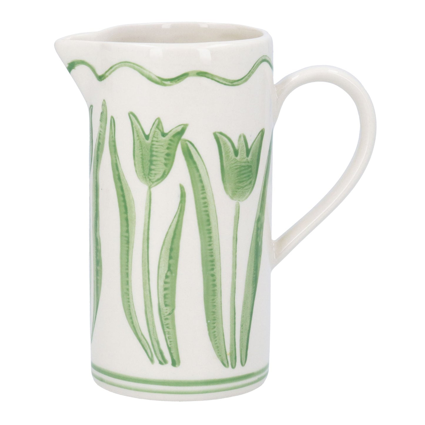 Green Tulips Stoneware Milk Jug