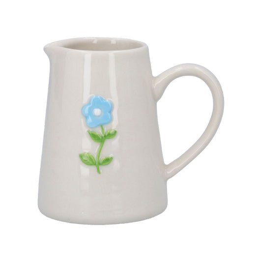 Blue Flower Stoneware Mini Jug