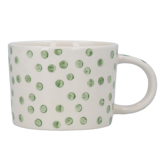 Green Dots Stoneware Mug