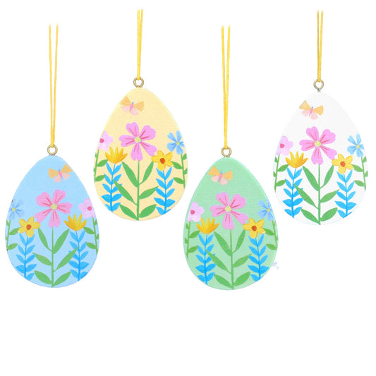 Pastel Flowers Wooden Egg Decoration