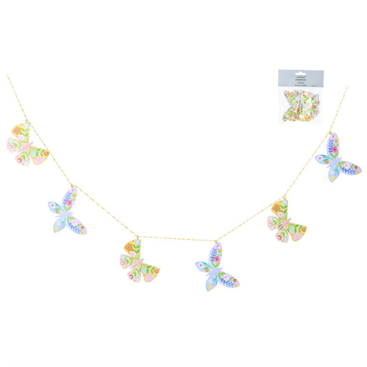 Pastel Flowers Wood Butterfly Garland