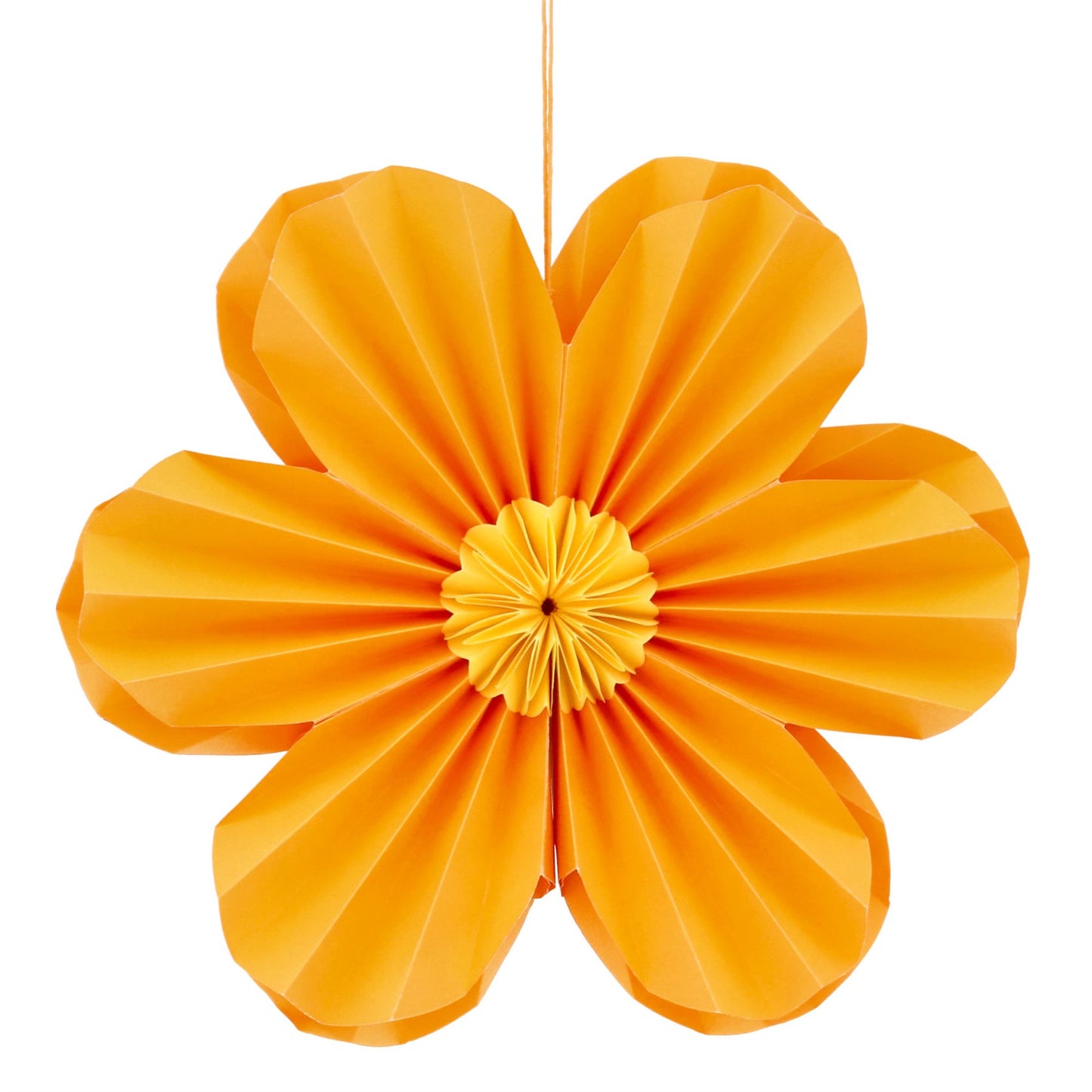 Orange Six Petal Paper Flower Hanging Decoration