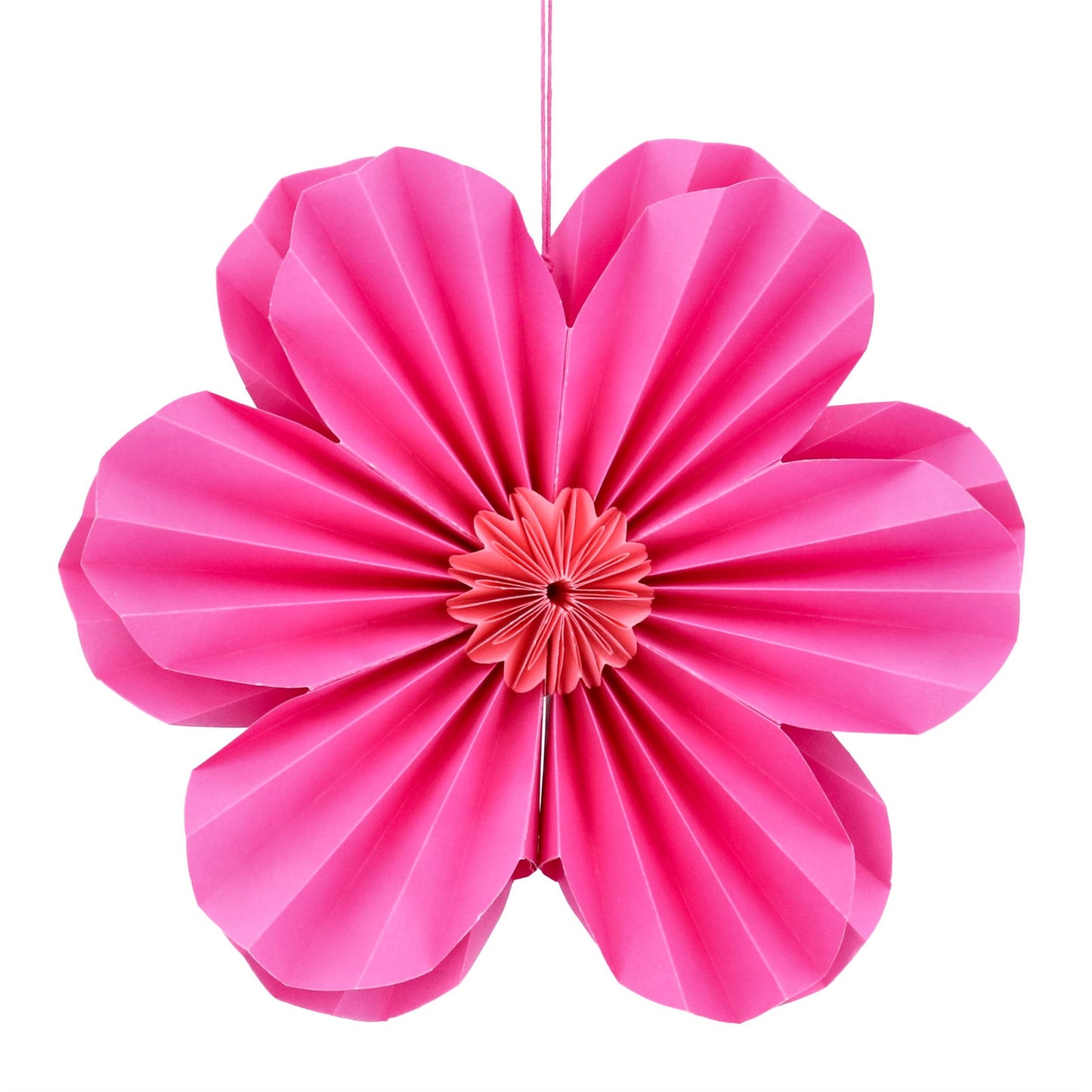 Hot Pink Six Petal Paper Flower Hanging Decoration