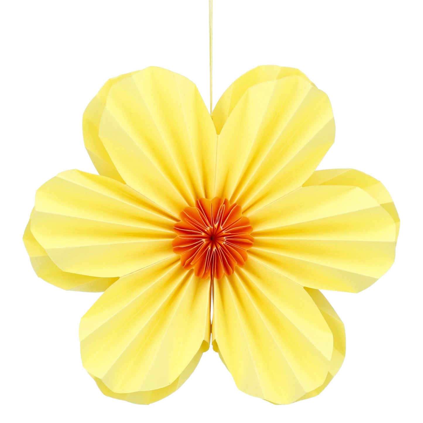 Yellow Six Petal Paper Flower Hanging Decoration