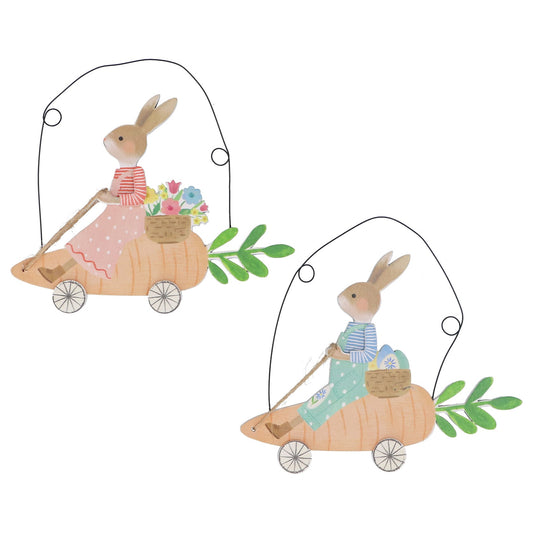 Wooden Bunny & Carrot Decoration