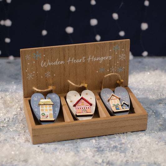Christmas Market 3D Wood Heart Hanger