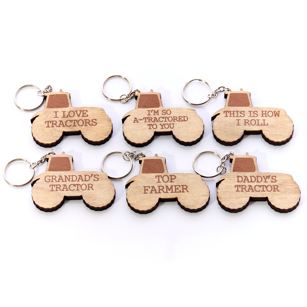 Wooden Tractor Keyring