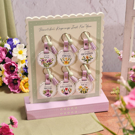 Floral Serenade Scalloped Tassel Keyring