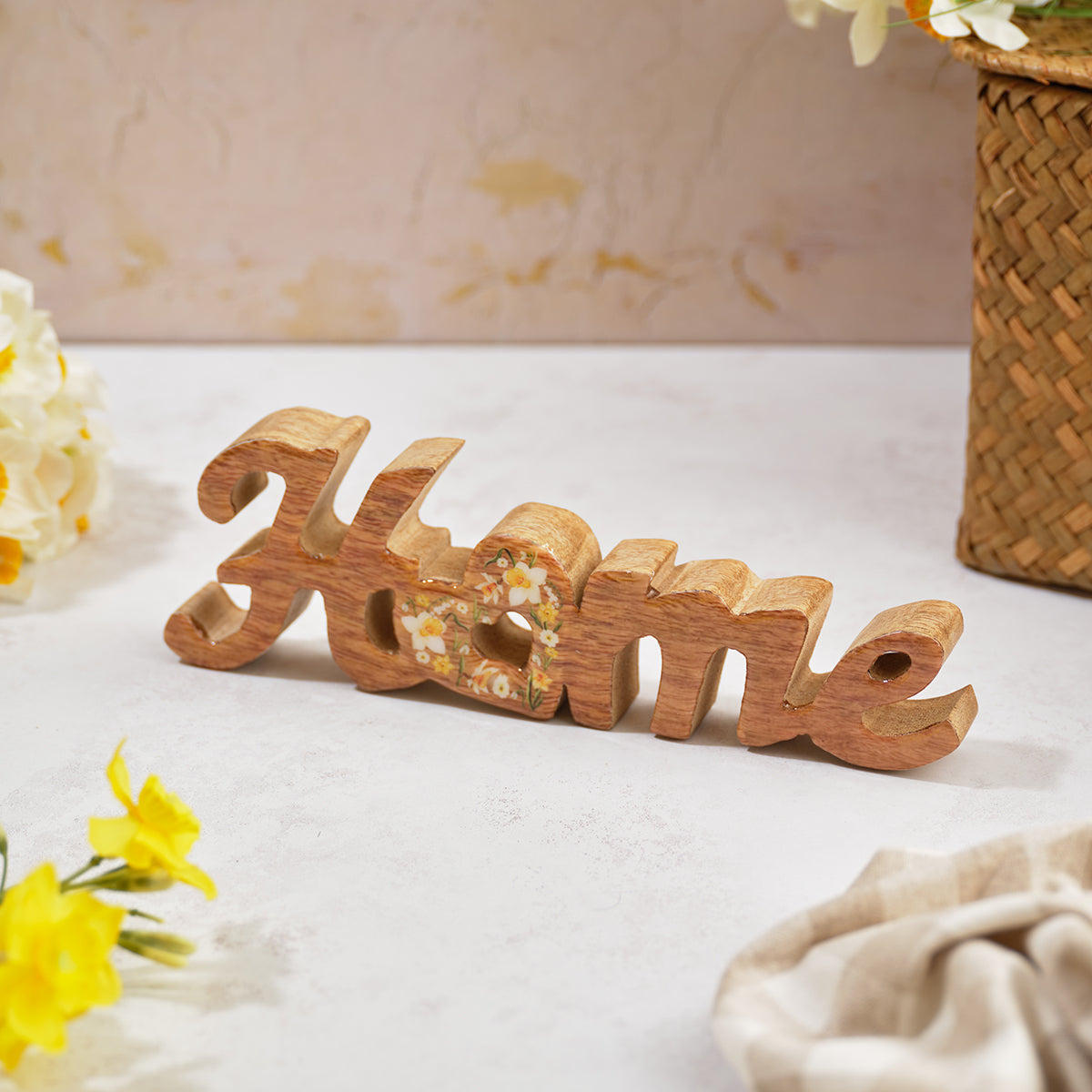 Floral Serenade Mango Wood Home Block