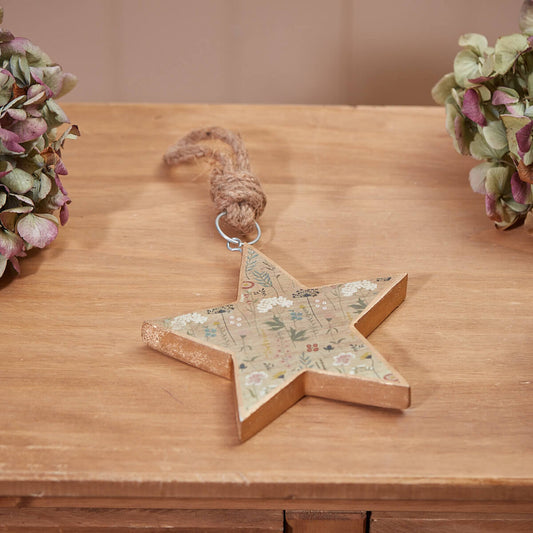 Floral Mango Wood Star Hanger