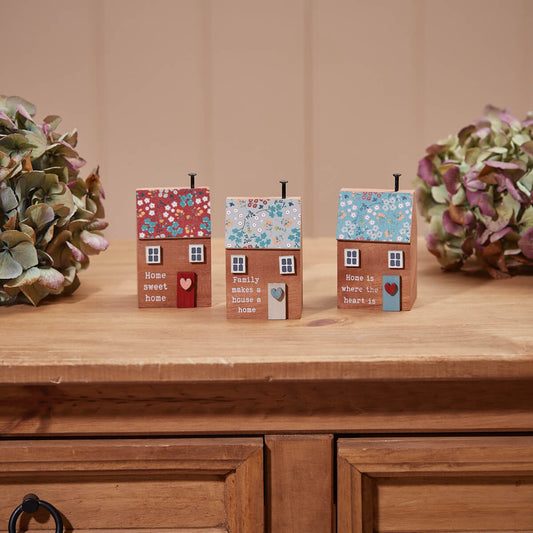 Ditsy Floral Wooden House Block