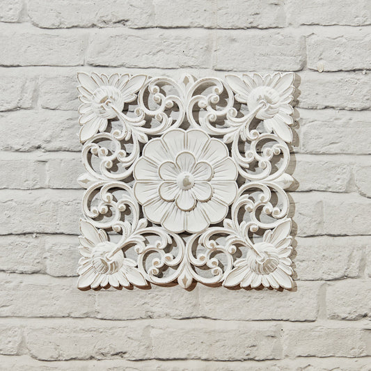 Square Carved Flower Panel