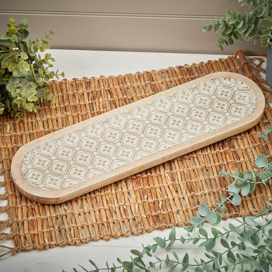 Mango Wood Floral Platter