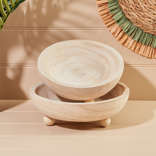 Paulownia Wood Styling Bowl with Feet