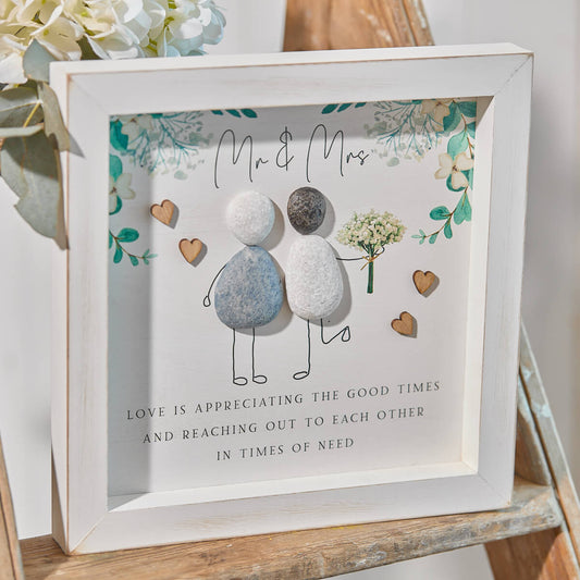 Mr & Mrs Pebble Framed Plaque