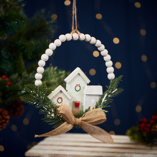 Christmas Wreath Hanger with Beads and Bow