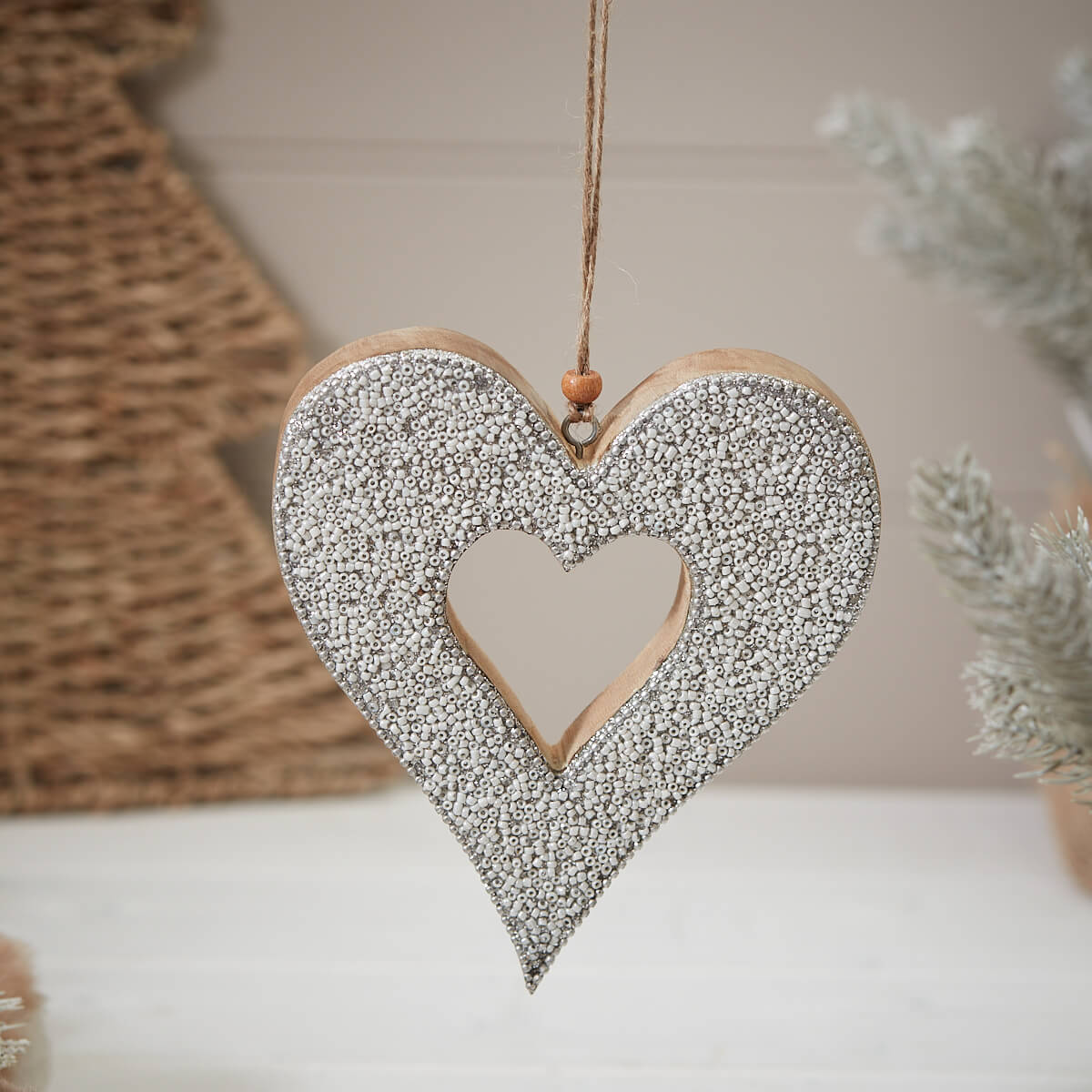 Open Heart Beaded Hanger