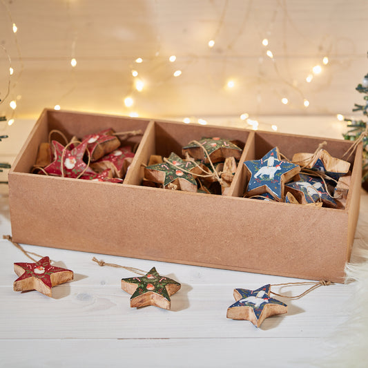 Mango Wood Enamel Star Decoration