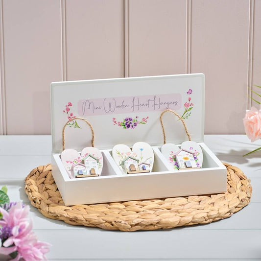 Cottage Garden 3D Mini Wood Heart Hanger