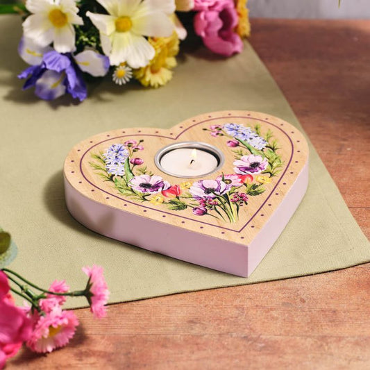 Floral Serenade Heart Shaped T-Light Holder