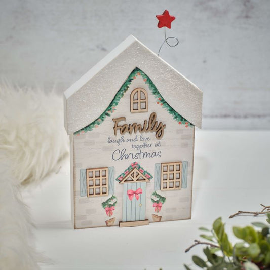Holly Cottage Family 3D Wood House Block