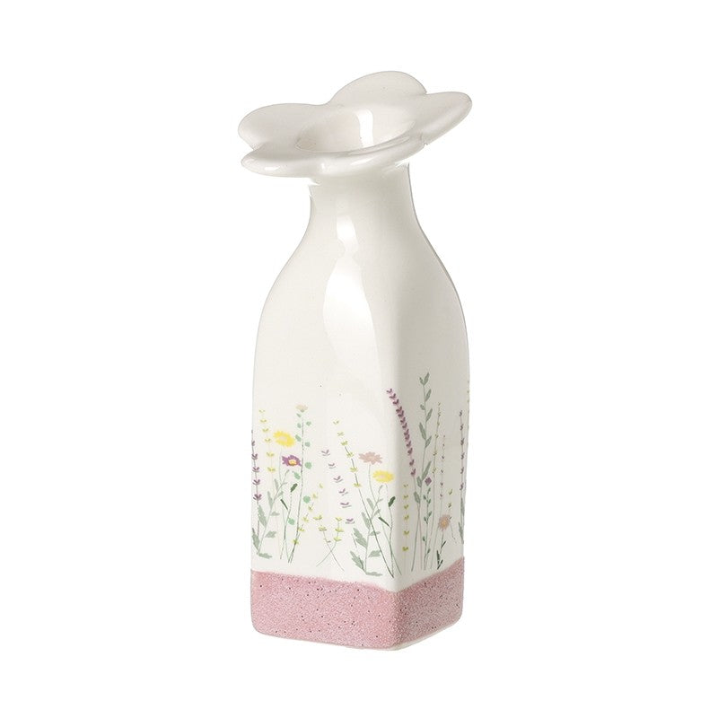 Floral White Ceramic Bottle Vase