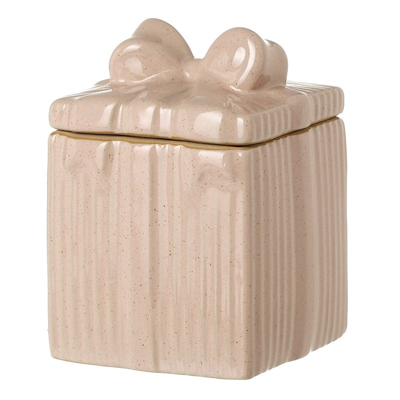 Pink Ceramic Bow Trinket Box Large