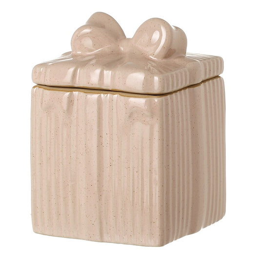 Pink Ceramic Bow Trinket Box Large
