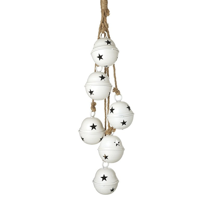 Metal Star Cut Out White Bells