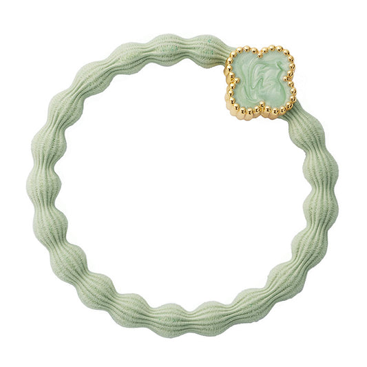 By Eloise Bangle Band Pistachio with Enamel Gold Quatrefoil