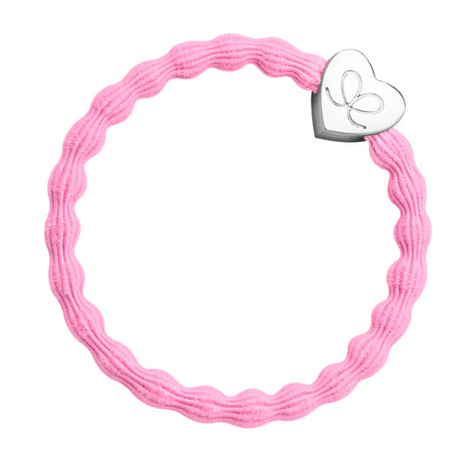By Eloise Bangle Band Neon Pink with Silver Heart