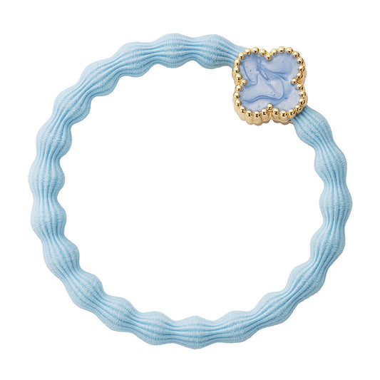 By Eloise Bangle Band Sky Blue with Enamel Gold Quatrefoil