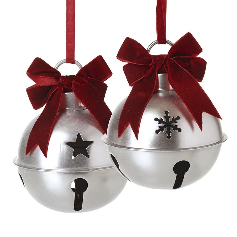 Silver Bell with Red Bow