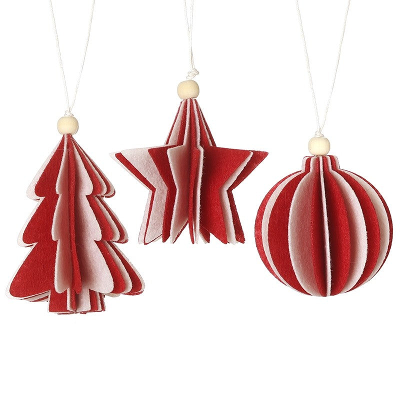 Red & White Concertina Tree Decoration