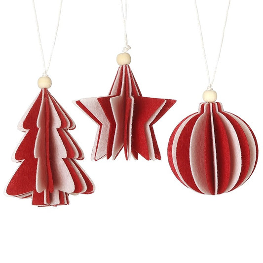 Red & White Concertina Tree Decoration