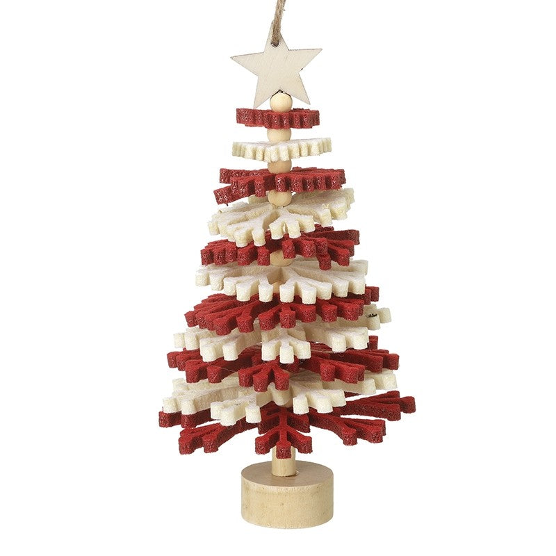 Red & White Christmas Tree Hanger with Star Top
