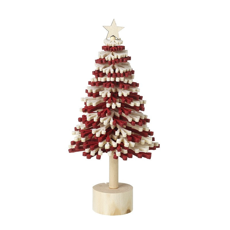 Red & White Christmas Tree with Star Top