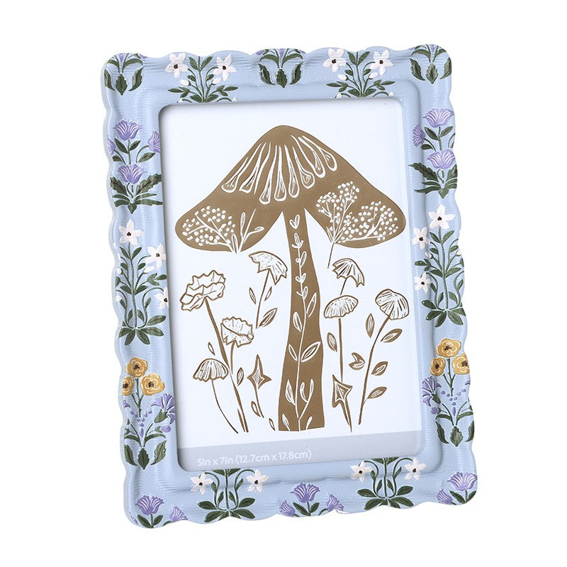 Wood Floral Print Photo Frame 5" X 7"